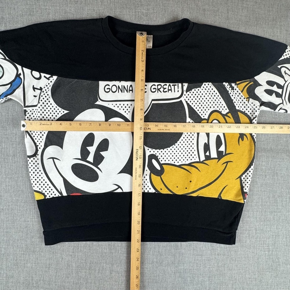 Disney Sweatshirt Adult XL Black Comic Mickey Pluto‎ Donald Goofy Graphic - Picture 6 of 8